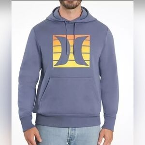 New Hurley Men's Icon Graphic Hoodie Sweatshirt DIFFUSED BLUE‎ Size XXL $50